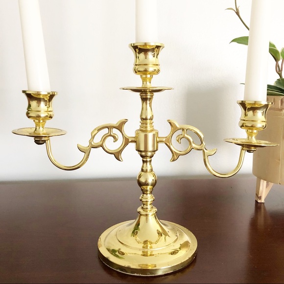 Brass Baldwin 3 Candlestick Holder Candelabra